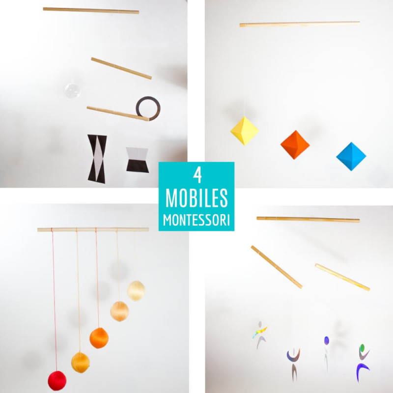 4 Mobiles Montessori en un