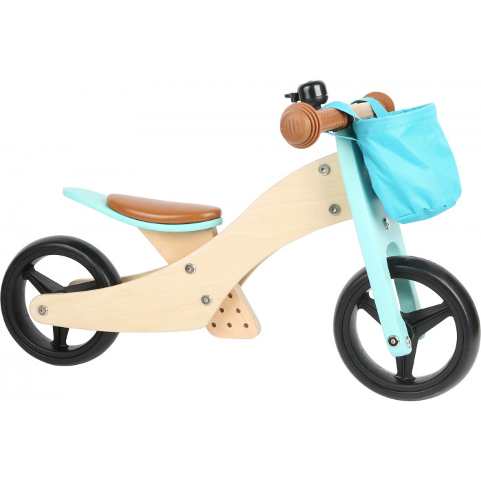Draisienne En Bois Small Foot Avion Bleu - Siège Réglable 3 Positions - Pneus EVA - Pour Enfants à Partir De 3 Ans