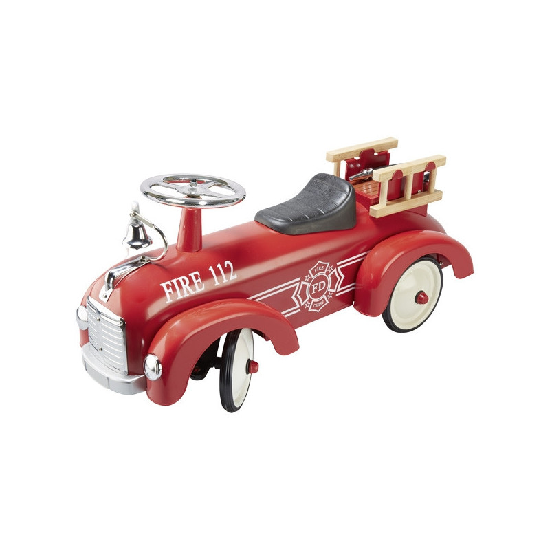 Camion de pompiers en bois rouge Mercredi et Patati - Le petit Souk