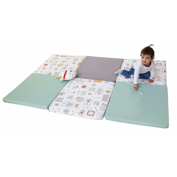 Grand Tapis d'Eveil pliable, confortable et assemblé en France - coloris  rose